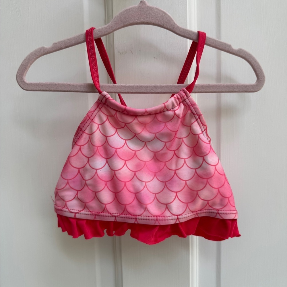Dreamwave 2T Girls Pink and White Mermaid Scallop Bikini Top